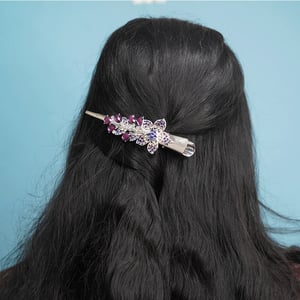 Flower Shape Rhinestone Hair Clip - Purple