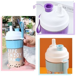 Tedemei Baby Water Bottle With Straw 600ml - Pink