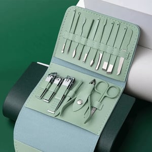 16pcs Manicure Set Pouch - Lemon Green