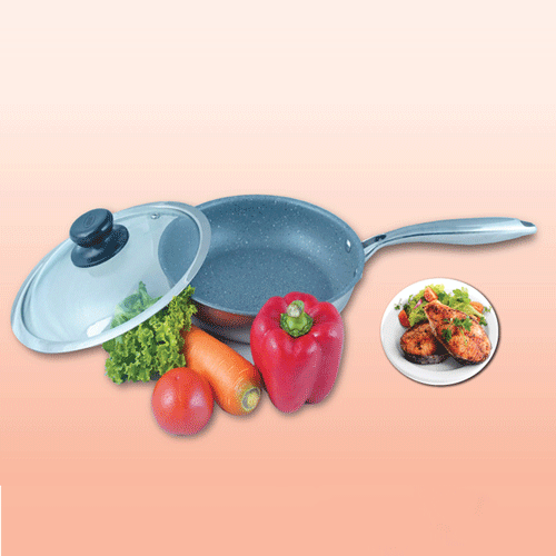 Non Stick Frying Pan With Glass Lid - 24cm •