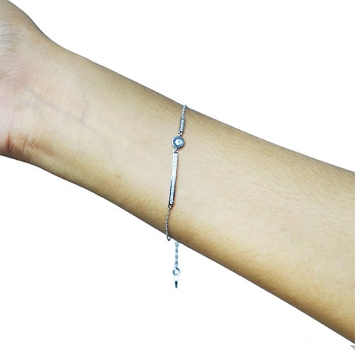 Simple Micro Paved Zircon Thin Bracelet - Silver (V1)