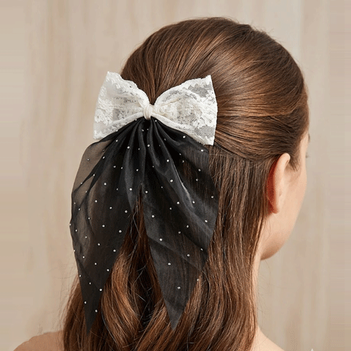 Large Hair Bow Clip - Black