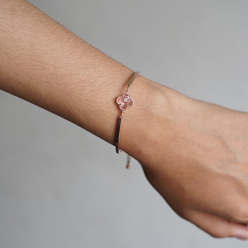 Simple Micro Paved Zircon Thin Bracelet - Rose Gold (Q1)
