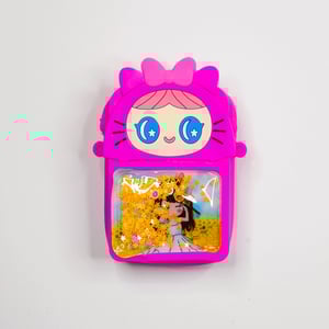 Baby Cartoon Silicon Popit Bag With Stardust - Deep Pink