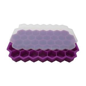 Honeycomb Pattern Ice Cube Trays With Cover - Purple
