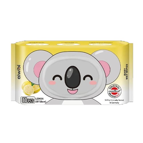 Aiwibi Lemon Flavor Aroma Serene Hypoallergenic Care Wet Wipes 80pcs•