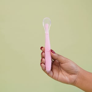 Baby Sillicone Feeding Spoon - Pink