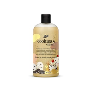 Boots Cookies & Cream Shower Gel, Bubble Bath & Shampoo 500ml   •