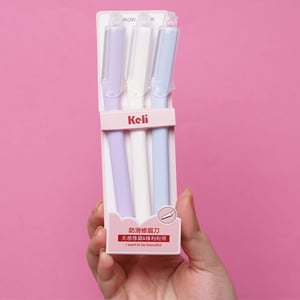 Keli Eyebrow Razor 3pcs - Purple Off White Baby Blue