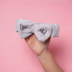 New Ladies Embroidered Makeup Washing Hairband - Gray