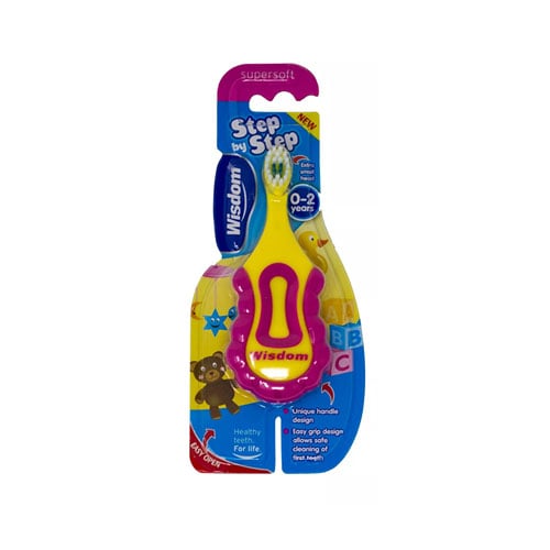 Wisdom Supersoft Step By Step 0-2 Years Toothbrush - Pink & Yellow