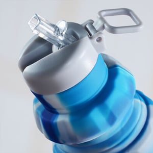 Grenade Shaped Foldable Silicone Bottle - Blue