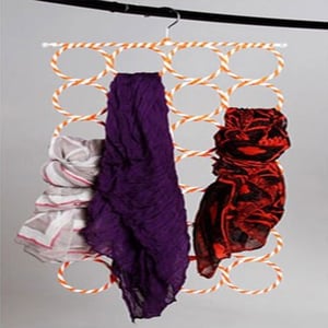 Foldable 28 Ring Scarf Hanger - Orange & White