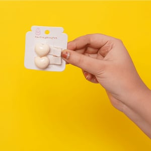 Glossy Heart Hair Clip 1 pair - White