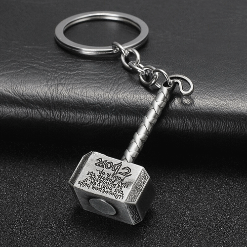 Thor Hammer Marvel Key Ring - Silver
