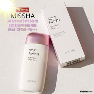 Missha All Around Safe Block Soft Finish Sun Milk 70ml - SPF50+ PA+++ •