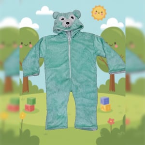 Winter Teddy Romper For Baby - Light Cyan Large