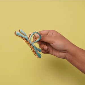 Bow Shape Metal Hair Clip -  Till Green