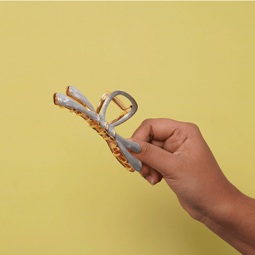 Bow Shape Metal Hair Clip - Silver