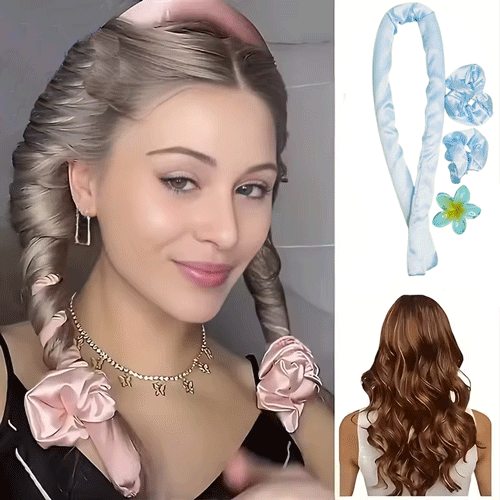 Heatless Hair Curler Accessories Set - Sky Blue