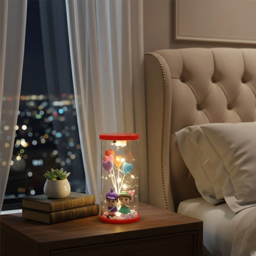 Romantic Couple Love Balloon Night Light - Red