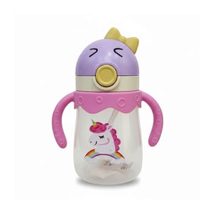 Premium Kids Water Bottle Handle & Straw 350ml - Unicorn