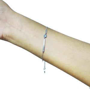 Simple Micro Paved Zircon Thin Bracelet - Silver (V1)