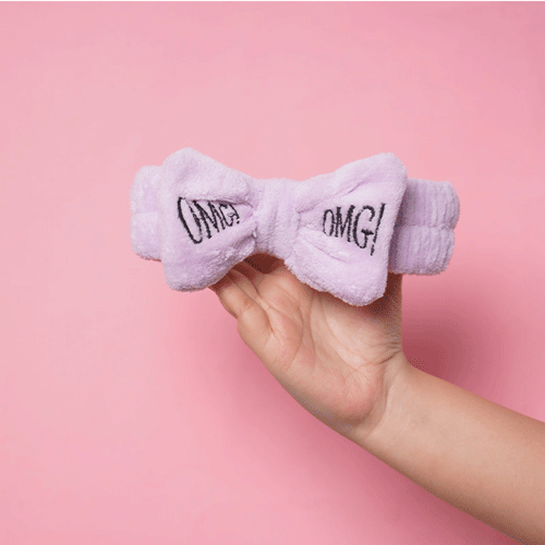 New Ladies Embroidered Makeup Washing Hairband - Purple