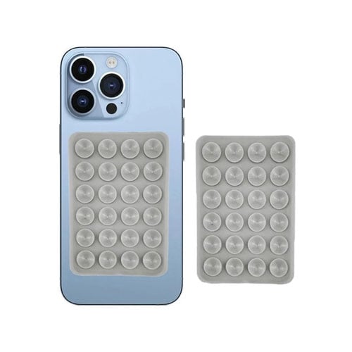 Adhesive Silicone Suction Phone Holder - Gray