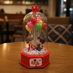 Romantic Couple LED Dome Lamp With Heart Balloons