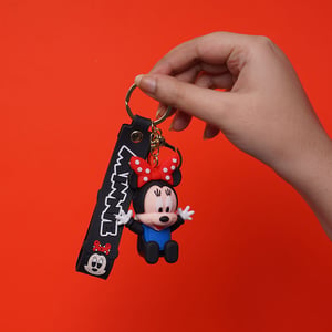 Sitting Pose Minnie Mouse Key Ring - Black & Blue
