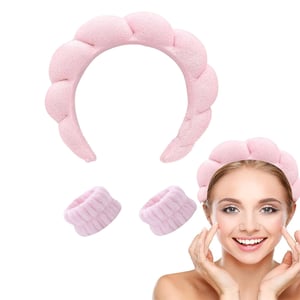 Sweet Beauty Spa Headband & Wristband Set - Baby Pink