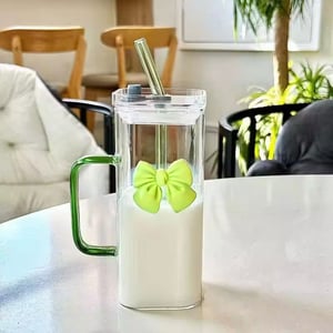Square Shape Pookie Mug With Straw & Lid - Green