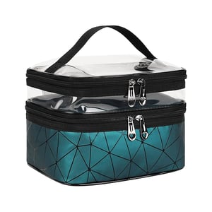 Double Layer Transparent Makeup Storage Bag - Green