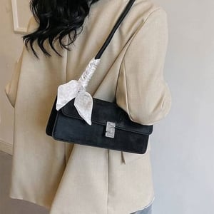 Velvet Finishing Stylish Bag For Women - Black