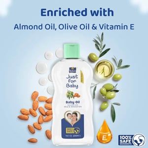 Parachute Baby Oil Enriched with Olive & Almond Oil 200ml (Free Parachute Baby Wash for Body and Hair 100ml)