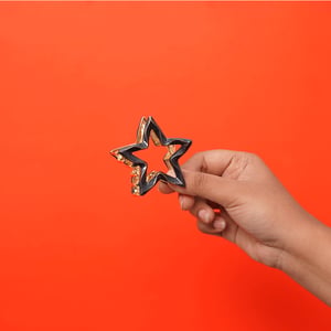 Star Shape Metal Hair Clip -Black
