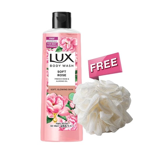 Lux Soft French Rose & Almond Oil Body Wash 245ml - UBL (Get 1 Free Loofah)