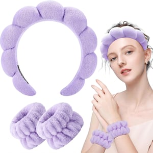 Sweet Beauty Spa Headband & Wristband Set - Purple