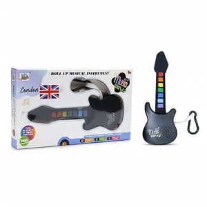 Roll Up Musical Guitar With Holder - Black
