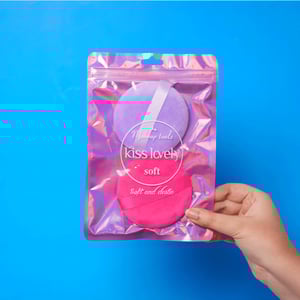 Kiss Lovely 2pcs Soft Makeup Puff Set - Purple & Hot Pink