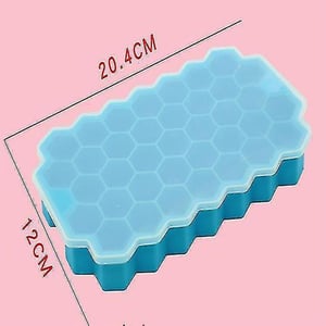 Honeycomb Pattern Ice Cube Trays With Cover - Sky Blue