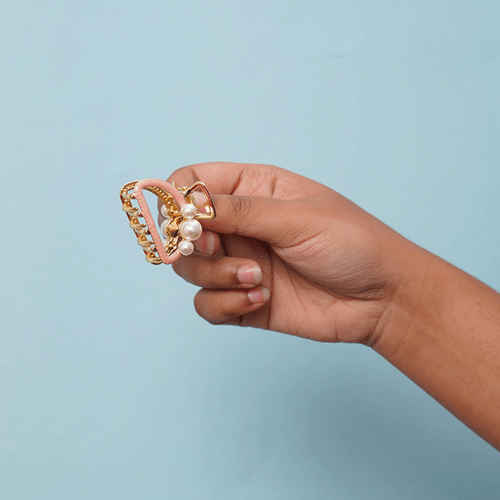 Chanel Style Metal Hair Clip - Pink