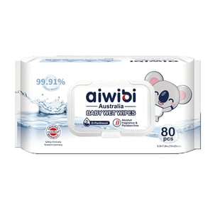 Aiwibi 99.91% Pure Water Australia Baby Wet Wipes 80pcs•