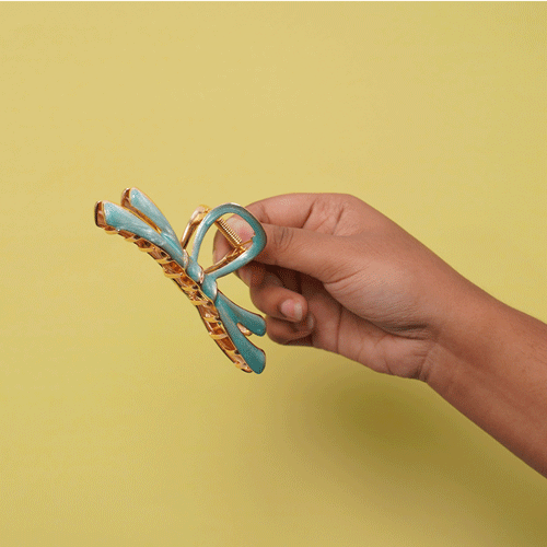 Bow Shape Metal Hair Clip -  Till Green