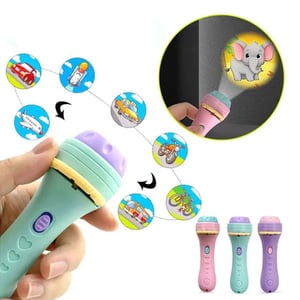 Educational Mini Flashlight Projector With 40 Pattern 5 Slides For Kids - Light Mint