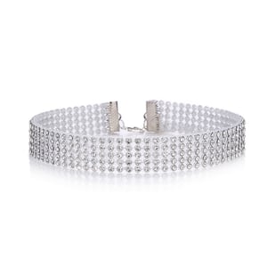 Crystal Rhinestone Choker Women Wedding Necklace - Five Layer