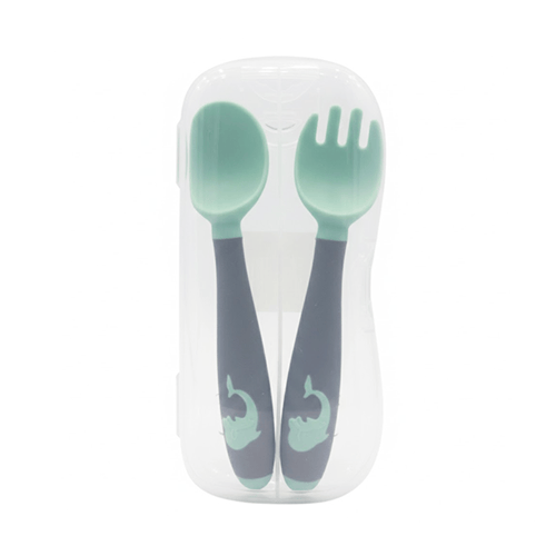 Spoon And Fork Set For Baby - Pistachio