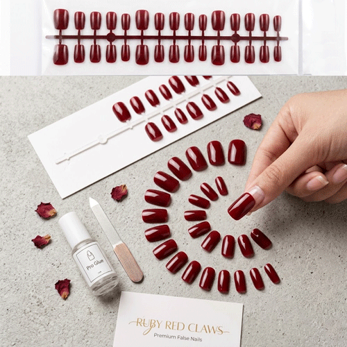 Premium False Nails 30pcs - Red Wine