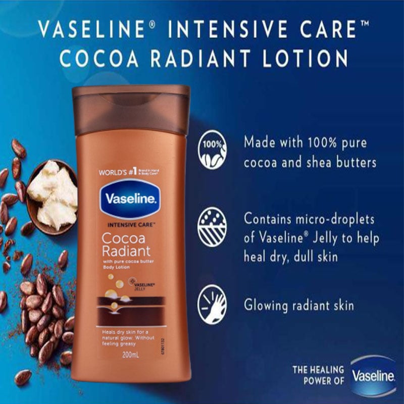 VASELINE COCOA BUTTER RADIANT 200ML